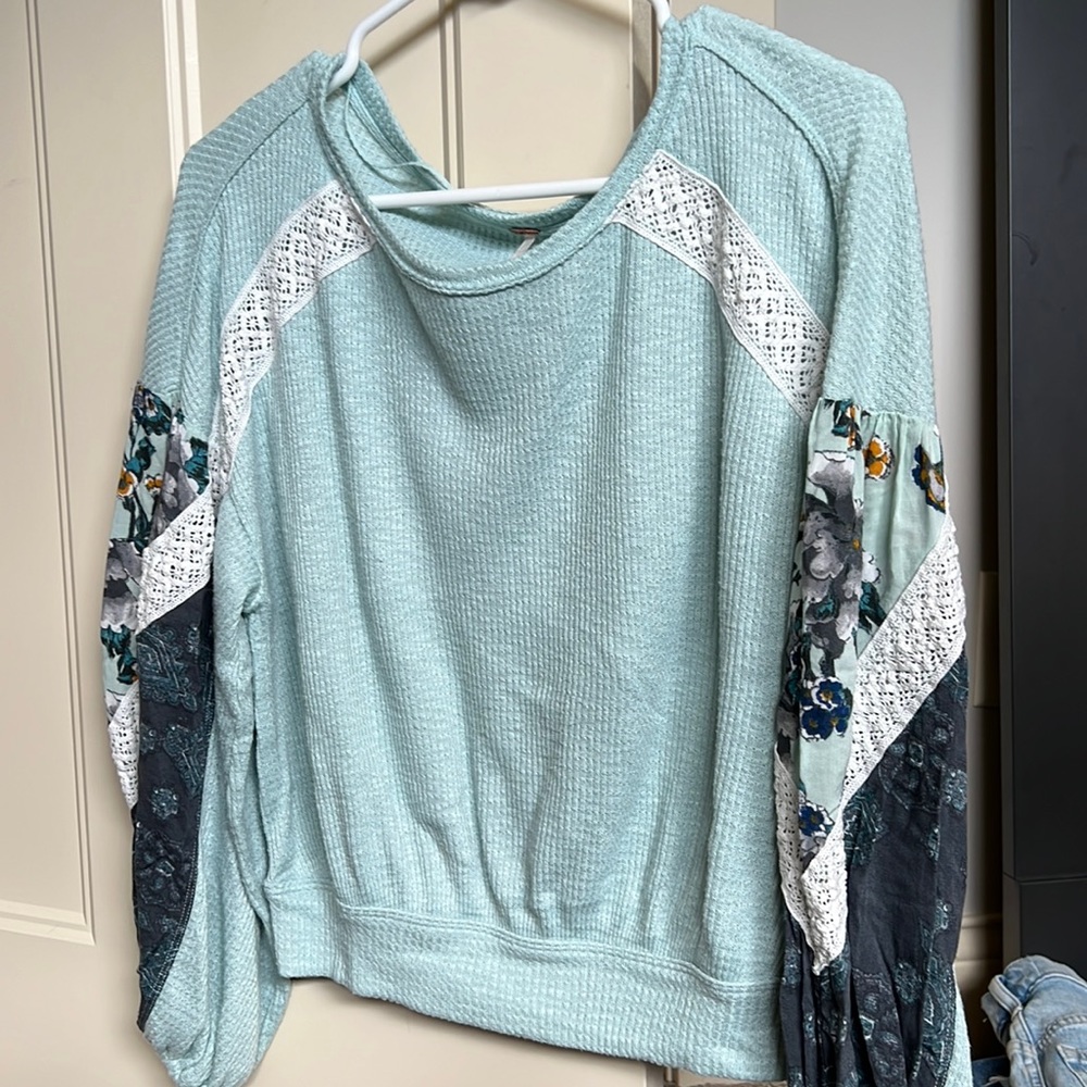 Free People Mixed Media Waffle Top